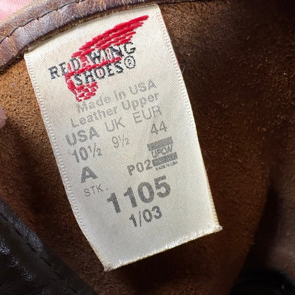Red Wing 1105 Pecos Mens 10.5 A Brown Leather Pull On Work Boots Made‎ in USA main image 8